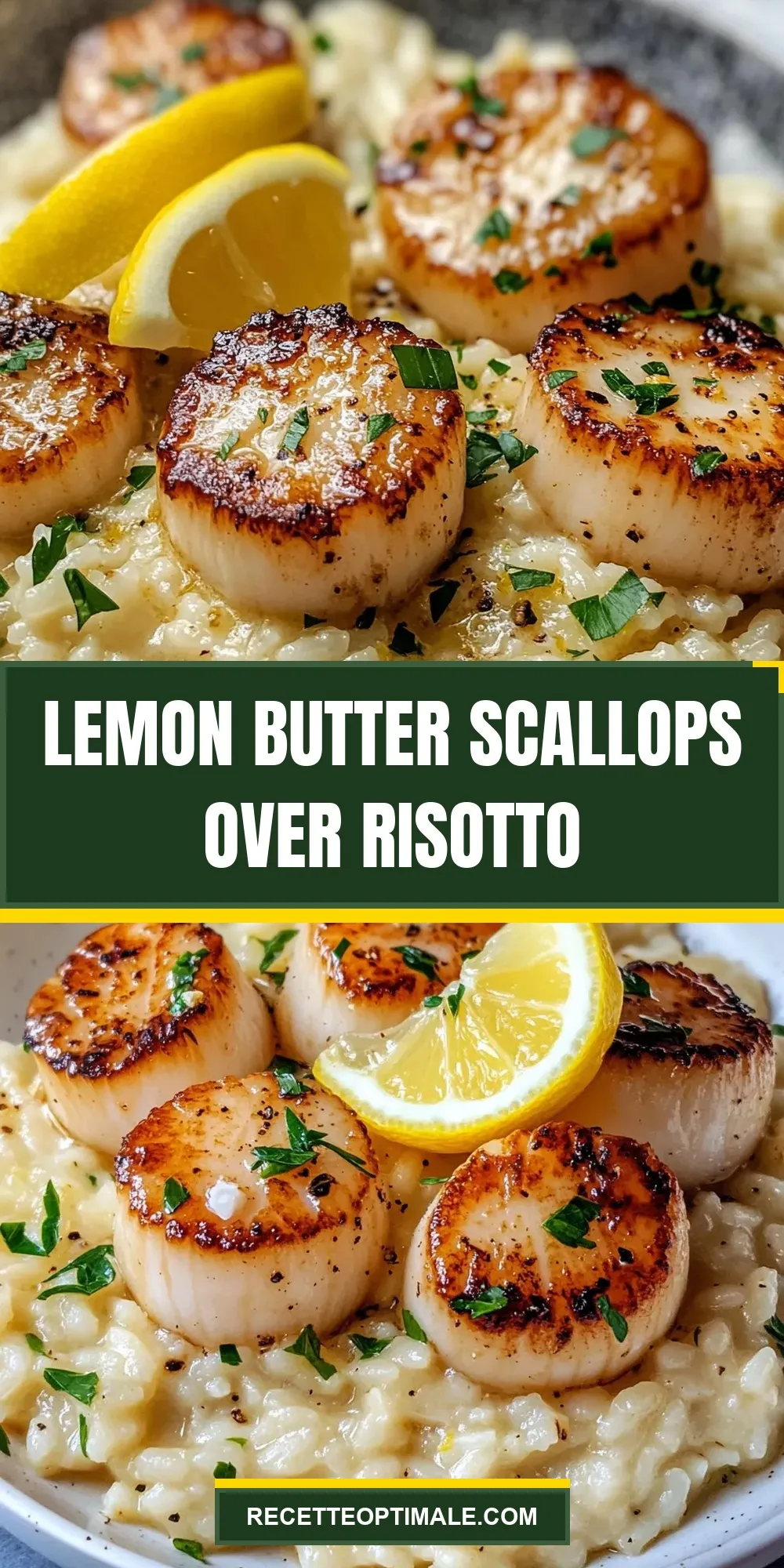 Lemon Butter Scallops Over Risotto (Savory & Delicious)