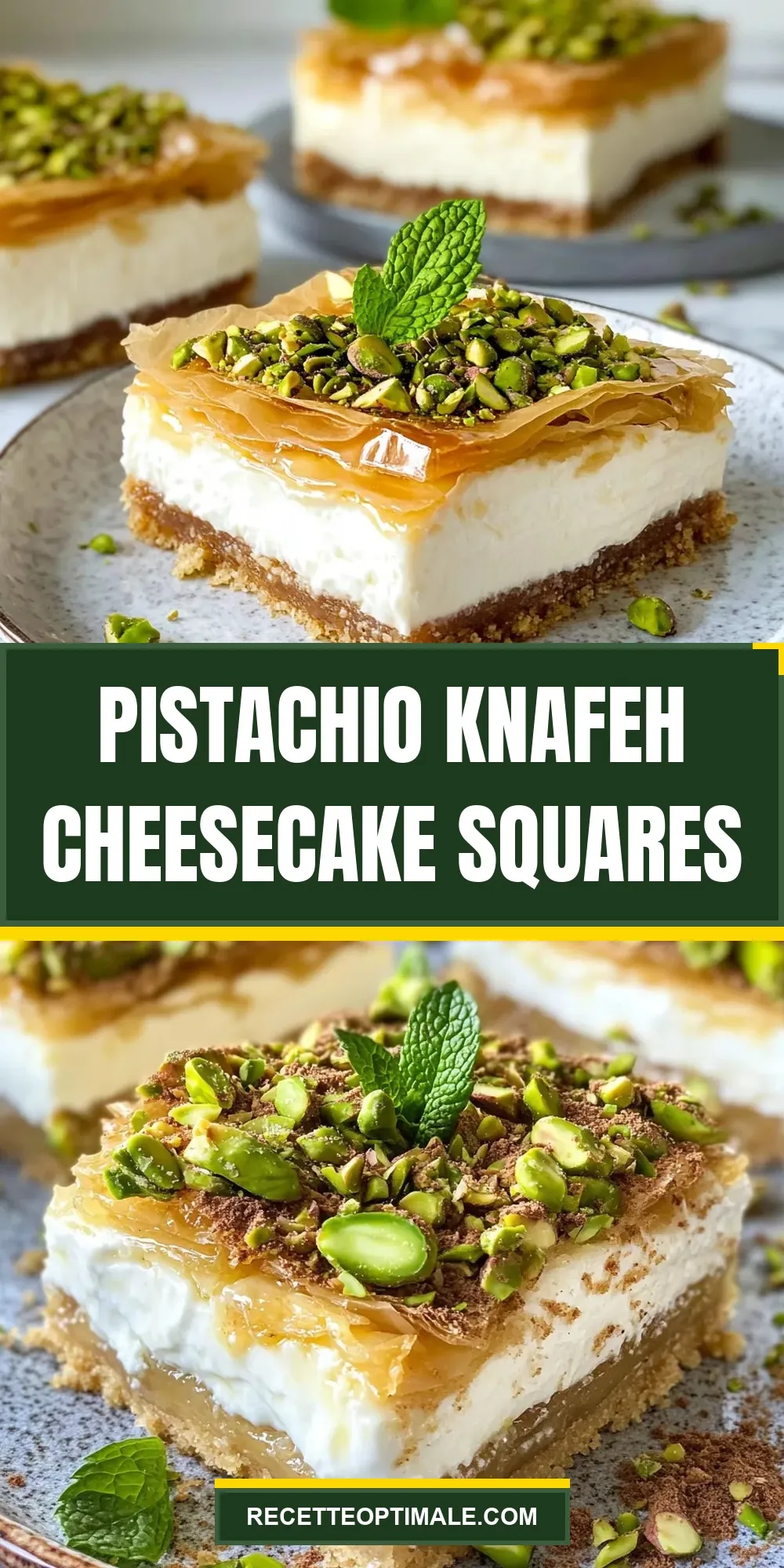 How To Make Irresistible Pistachio Knafeh Cheesecake Squares
