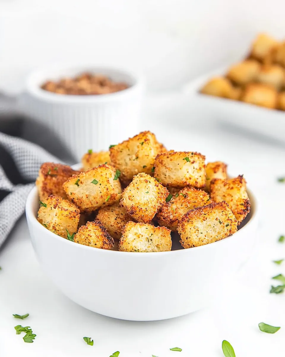 Easy Air Fryer Croutons food shot