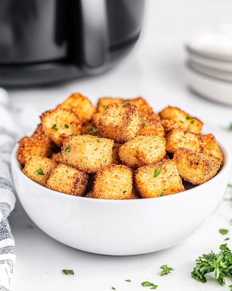 Delicious Air Fryer Croutons plate image