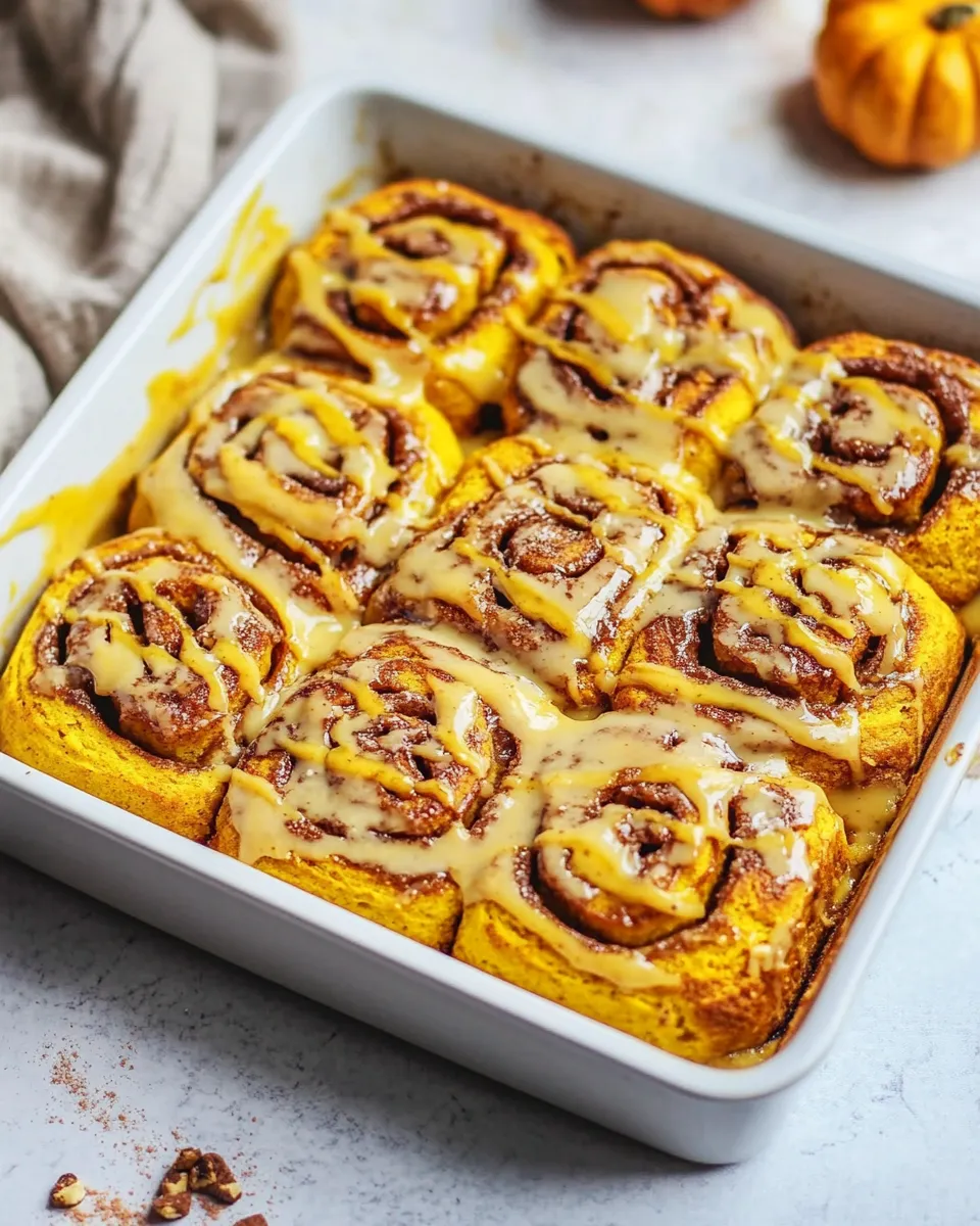 Classic Amish Pumpkin Cinnamon Rolls with Caramel Icing image