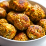 Homemade Baked Chicken Meatballs with Veggies & Yogurt Sauce photo