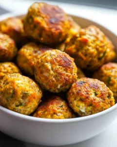 Homemade Baked Chicken Meatballs with Veggies & Yogurt Sauce photo