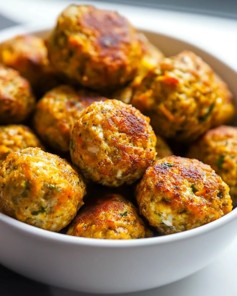 Homemade Baked Chicken Meatballs with Veggies & Yogurt Sauce photo