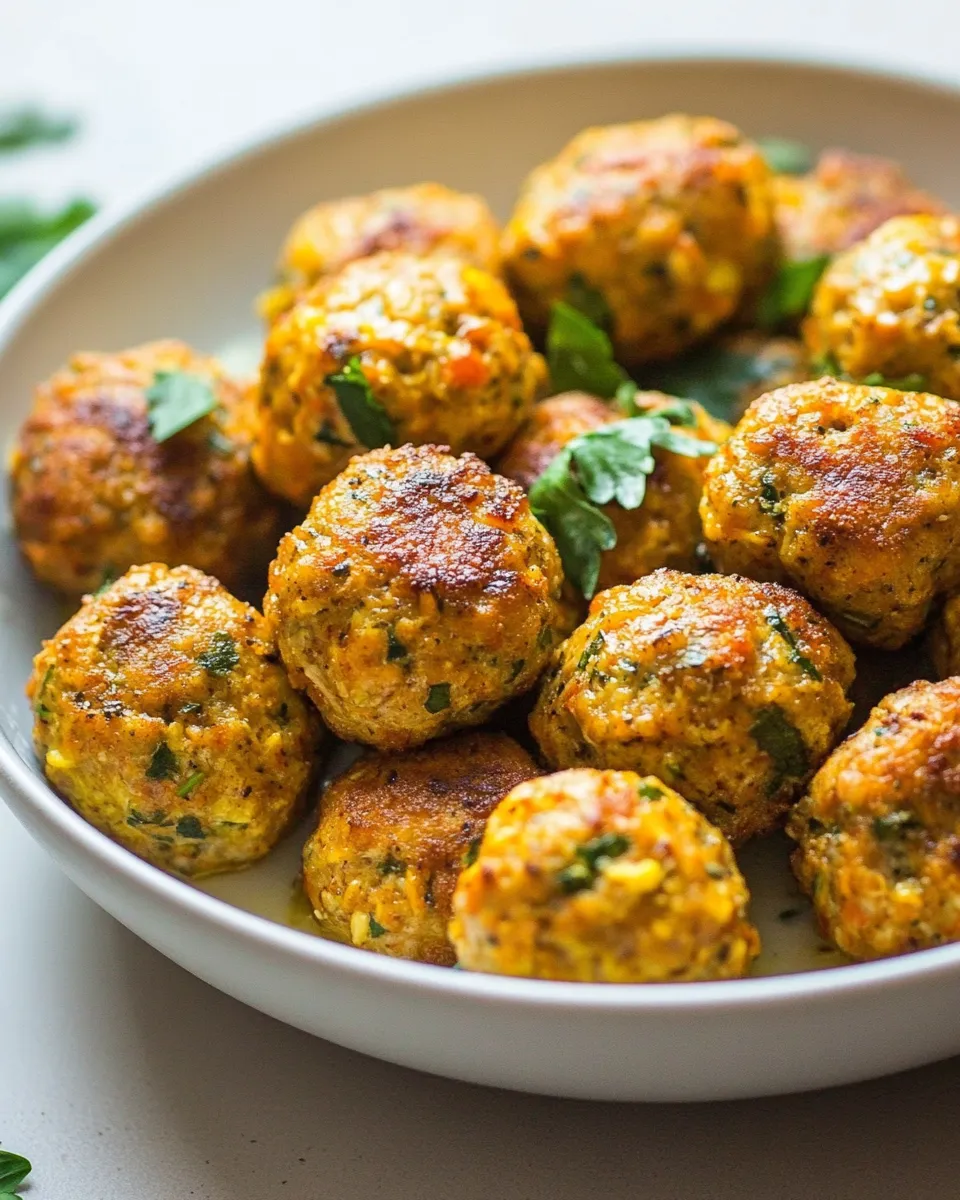 Classic Baked Chicken Meatballs with Veggies & Yogurt Sauce image