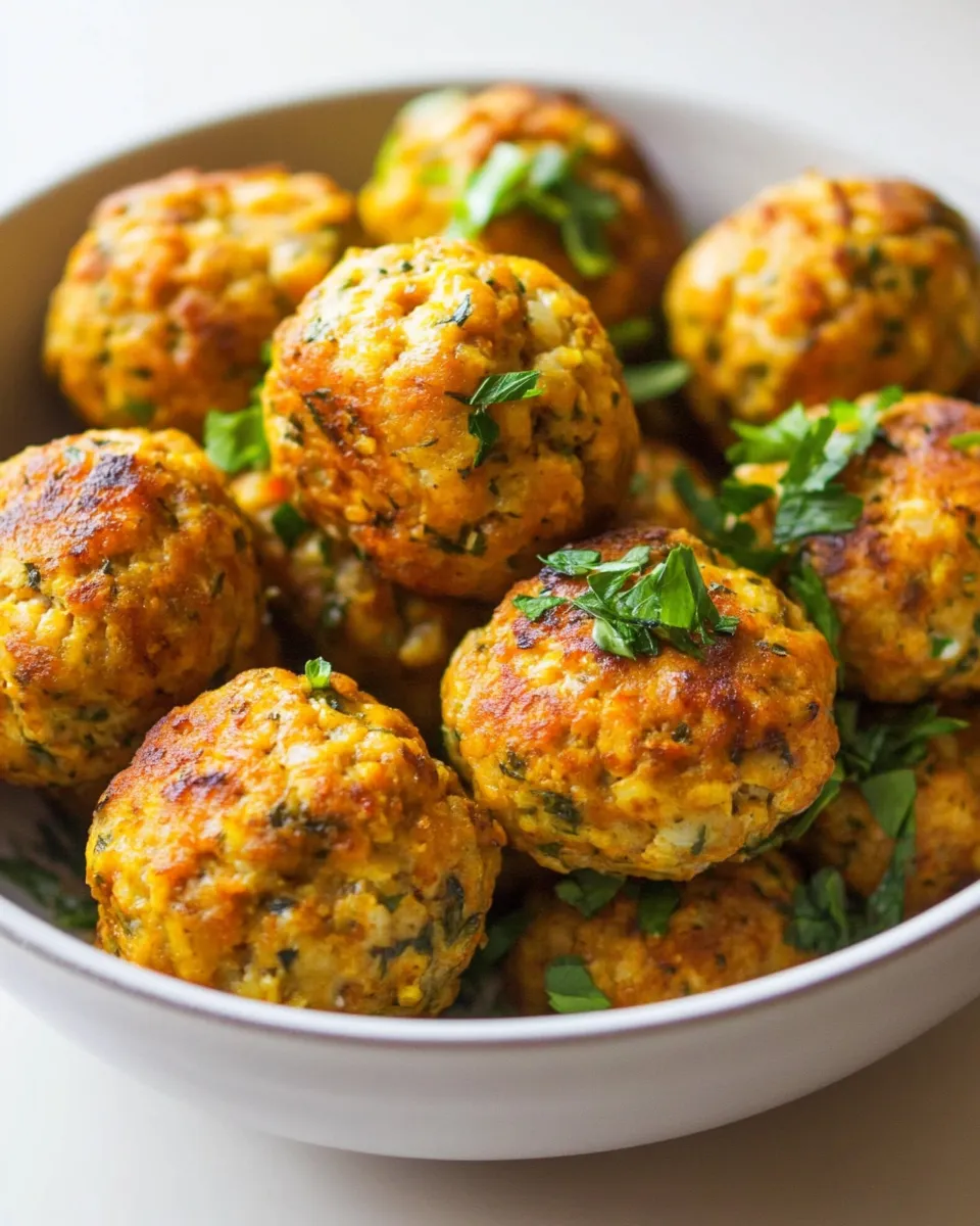 Easy Baked Chicken Meatballs with Veggies & Yogurt Sauce recipe photo