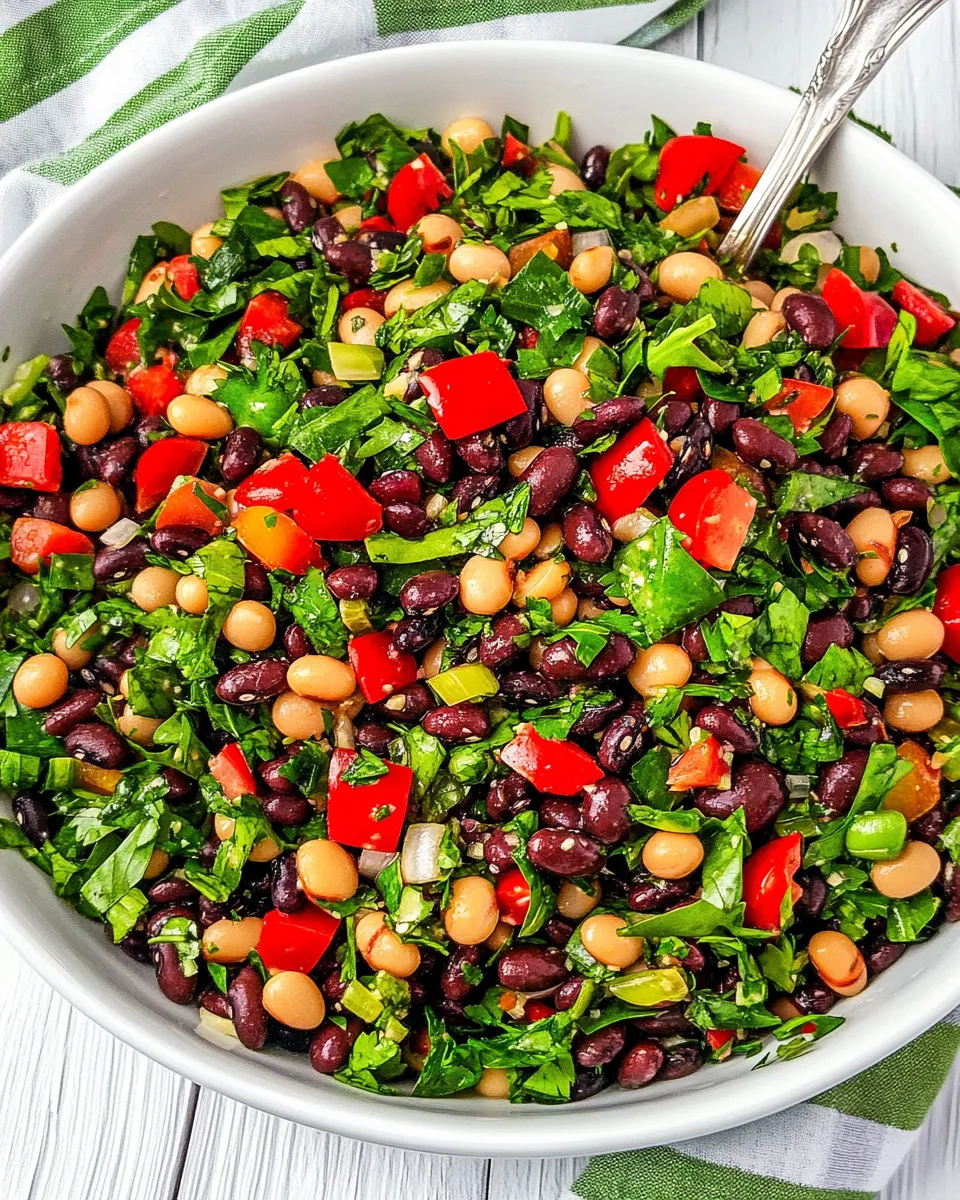 Delicious Balela Salad (Middle Eastern Bean Salad) food shot