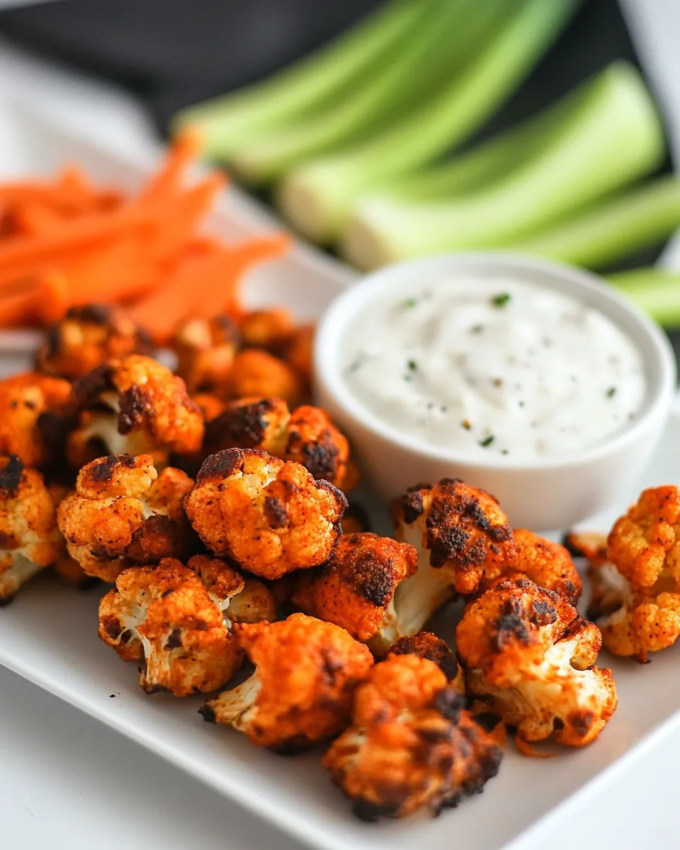 Easy Buffalo Cauliflower Bites food shot