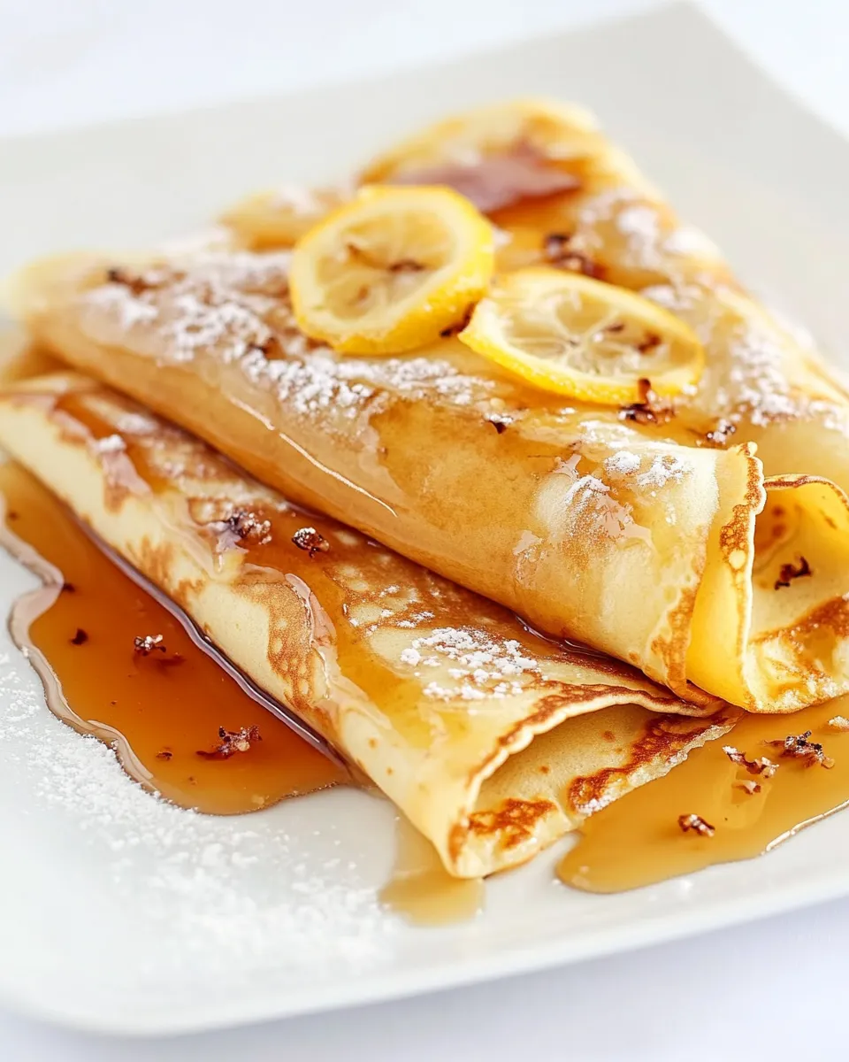 Easy Crepes with Salted Lemon Butter Caramel food shot