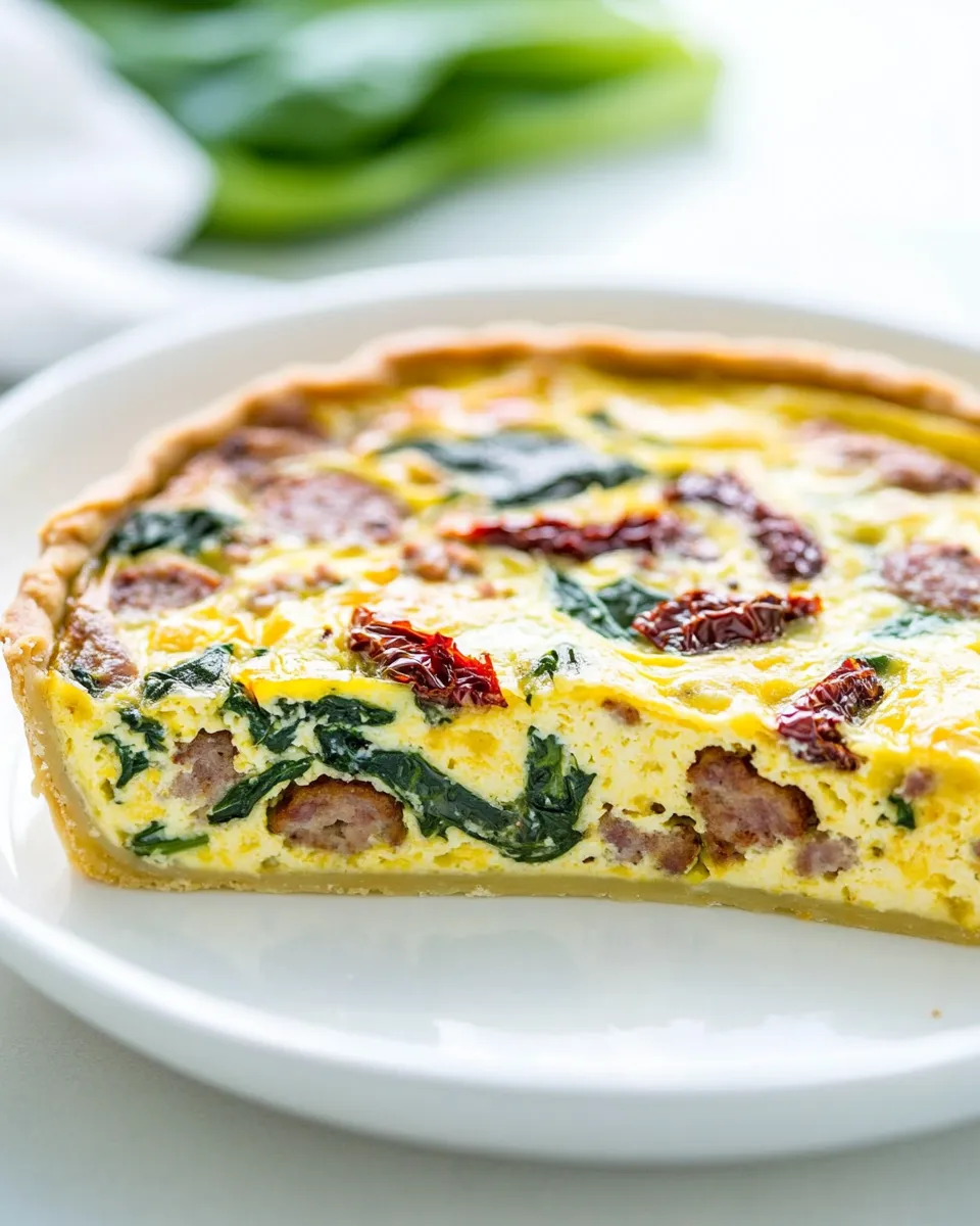 Homemade Crustless Quiche Recipe (Spinach, Sausage, and Sun-Dried Tomatoes) photo