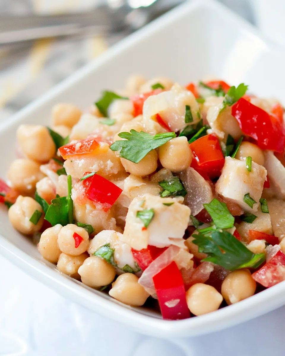 Delicious Ensalada de Bacalao (Chickpea and Bacalao Salad) plate image