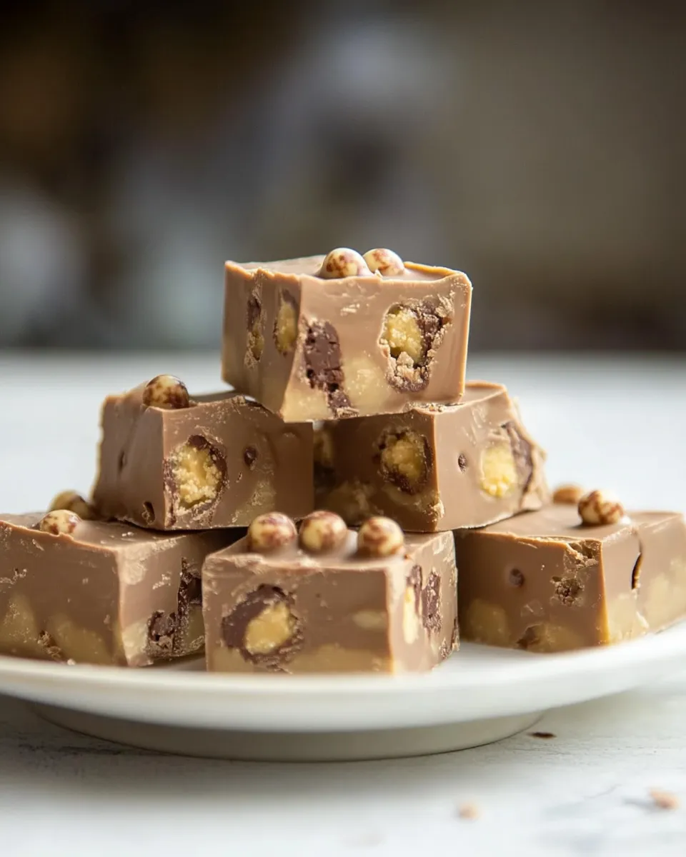 Delicious Fudge with chocolate malt balls plate image
