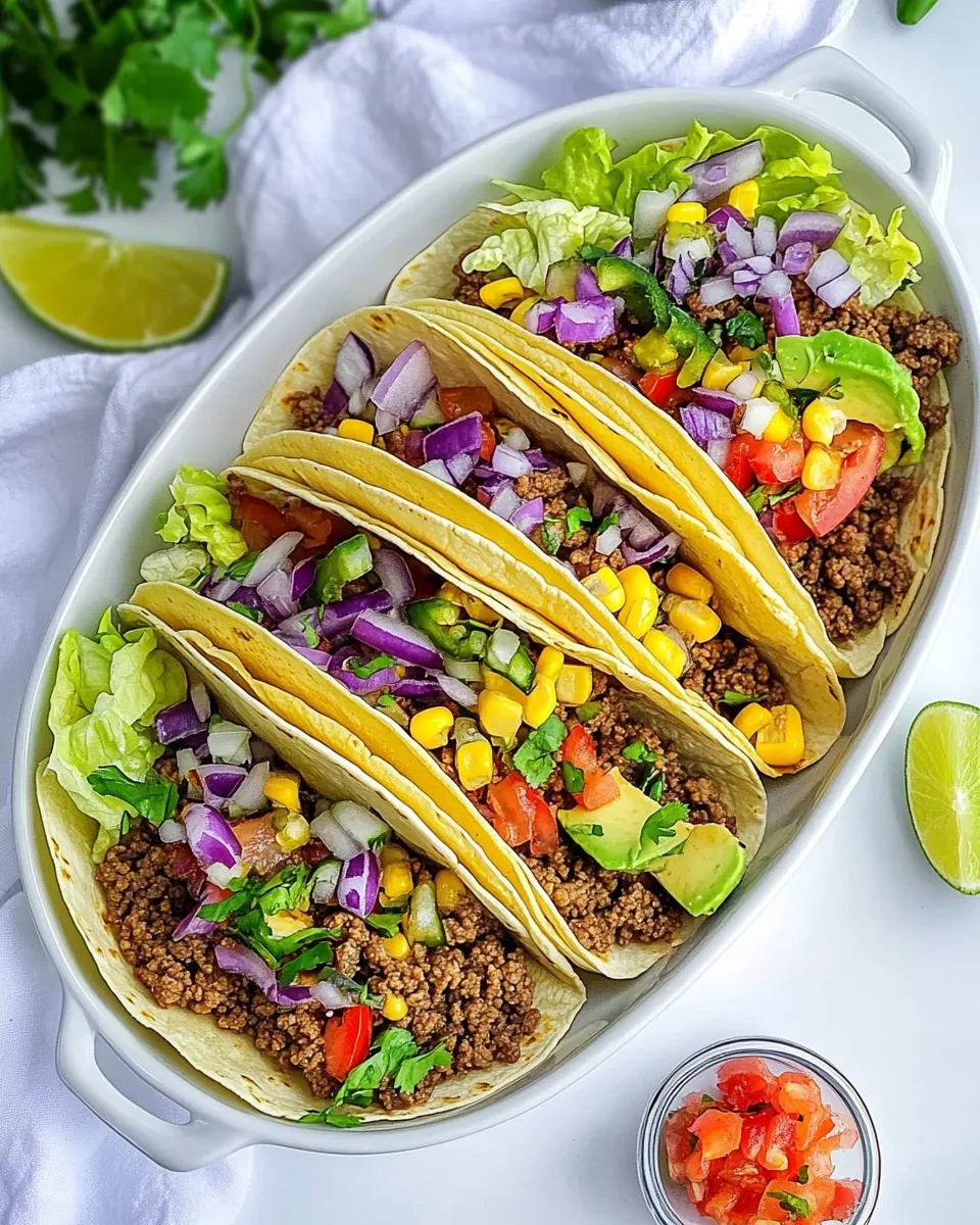 Easy Ground Beef Tacos food shot
