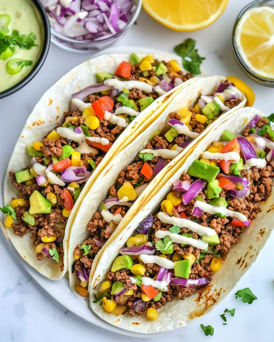 Delicious Ground Beef Tacos plate image
