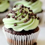 Homemade Mint Chocolate Chip Cupcakes photo