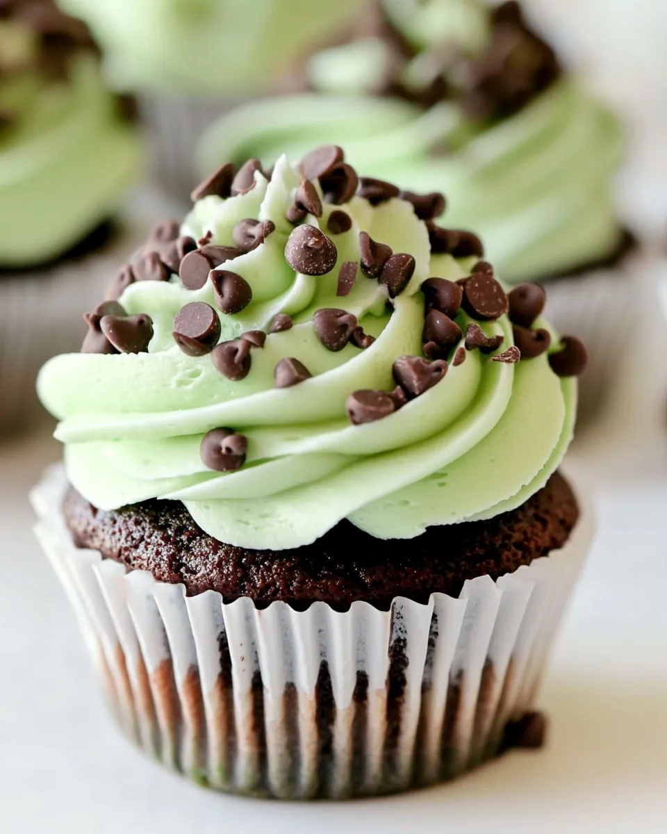 Homemade Mint Chocolate Chip Cupcakes photo