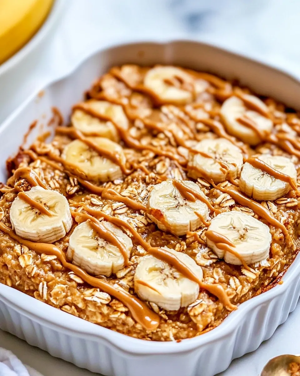 Easy Peanut Butter Banana Baked Oatmeal recipe image