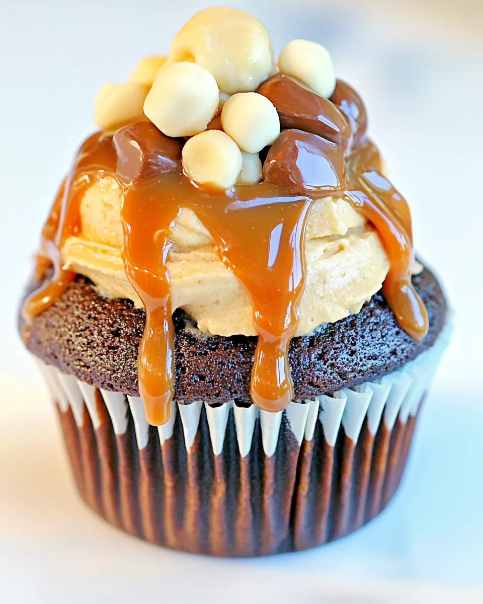Homemade Peanut Butter Caramel Chocolate Cupcakes photo