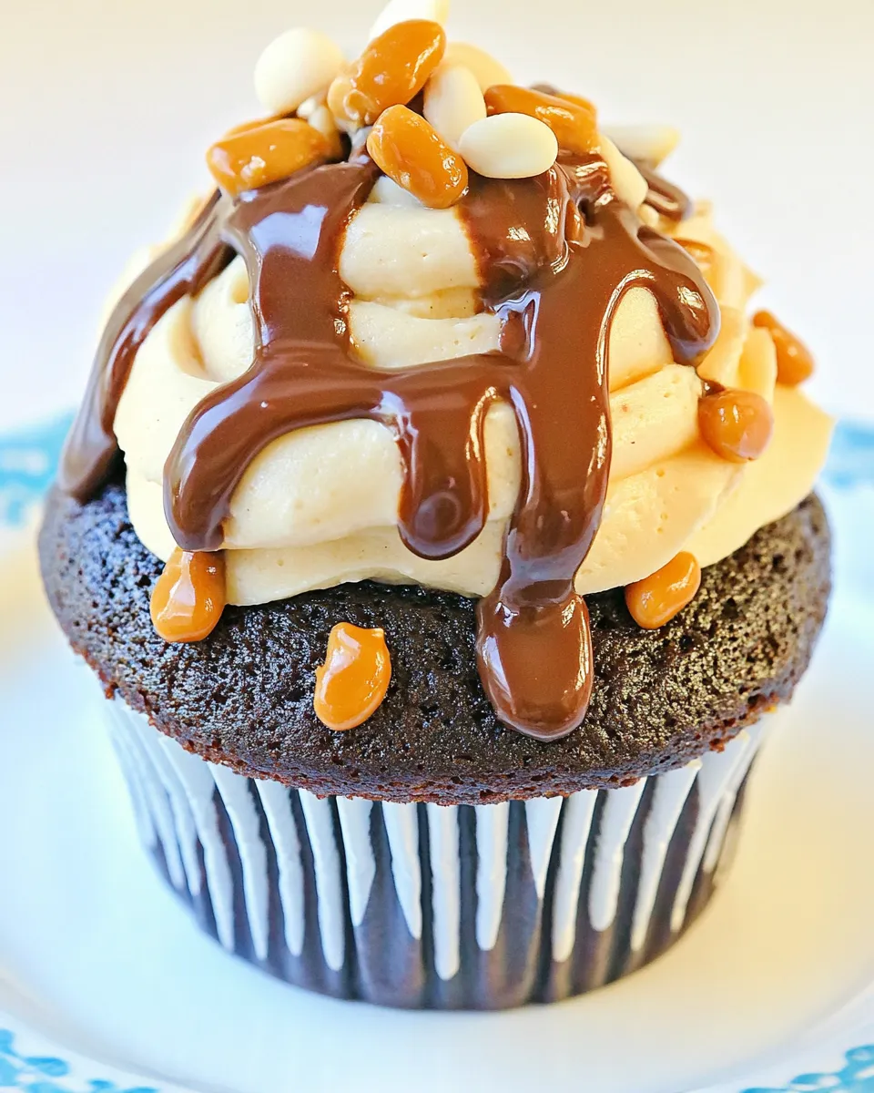Easy Peanut Butter Caramel Chocolate Cupcakes recipe photo