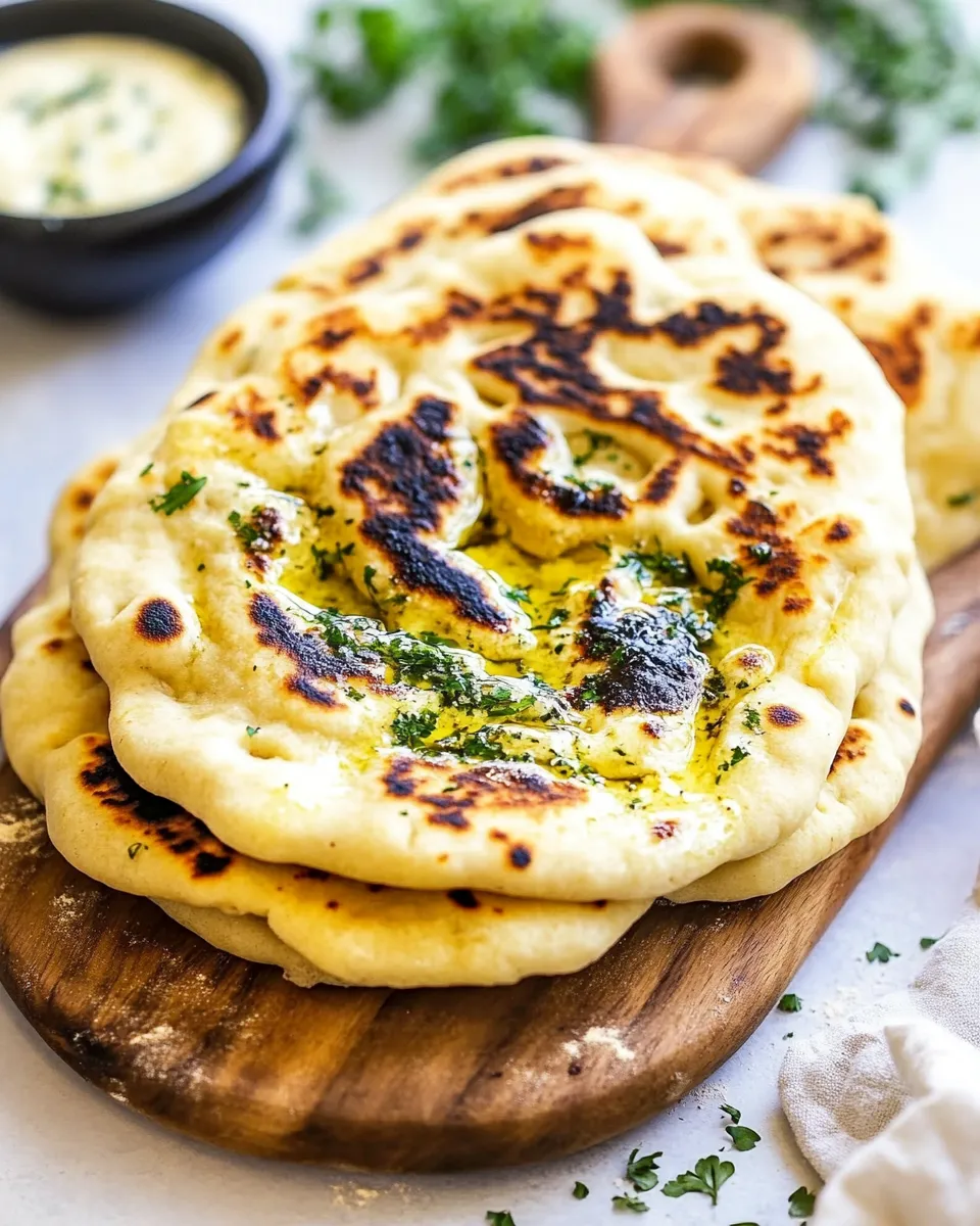 Homemade Perfect Naan Bread with Garlic Butter photo