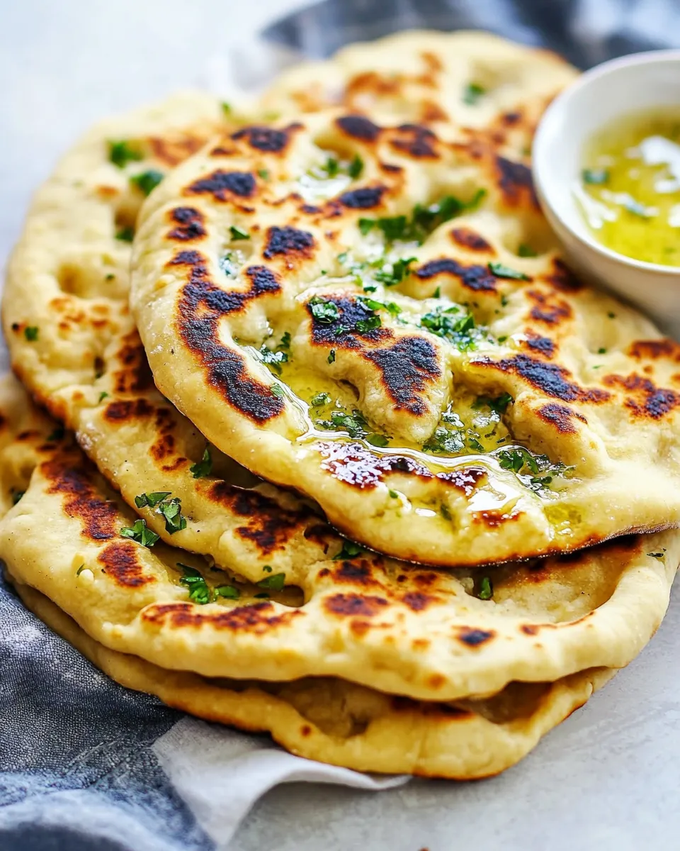 Delicious Perfect Naan Bread with Garlic Butter dish photo
