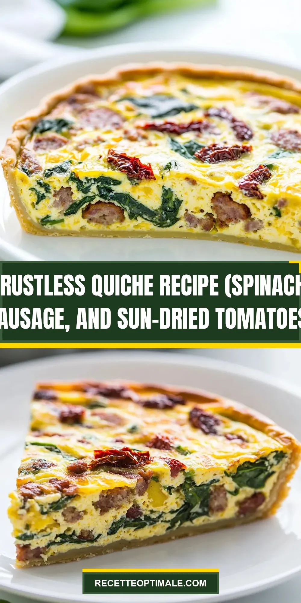 Crustless Quiche  (Spinach, Sausage, And Sun-Dried Tomatoes) Recipe